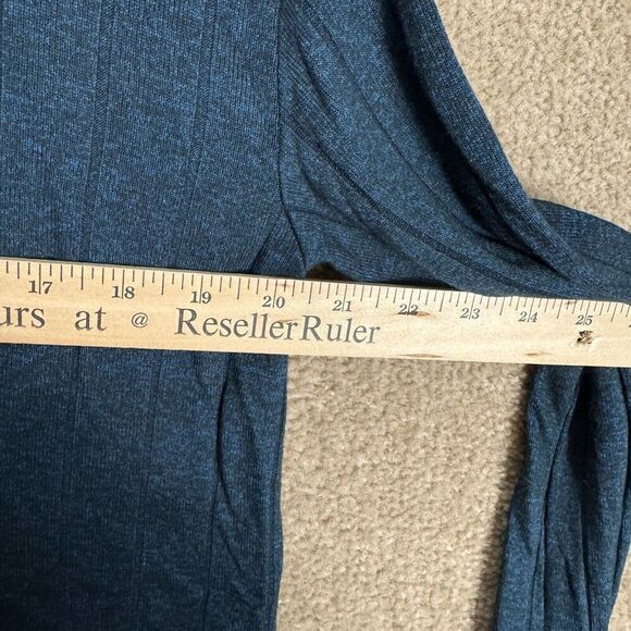 Athleta Harmony Pose Hoodie Womens‎ XS Blue Ribbed Knit Relaxed Fit Sweater Top - Picture 7 of 9